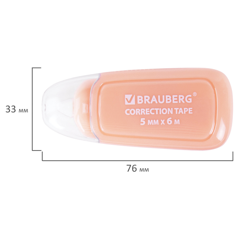 Корректирующая лента BRAUBERG COMPACT PLUS PASTEL, 5 мм х 6 м, корпус ассорти, блистер, 270551