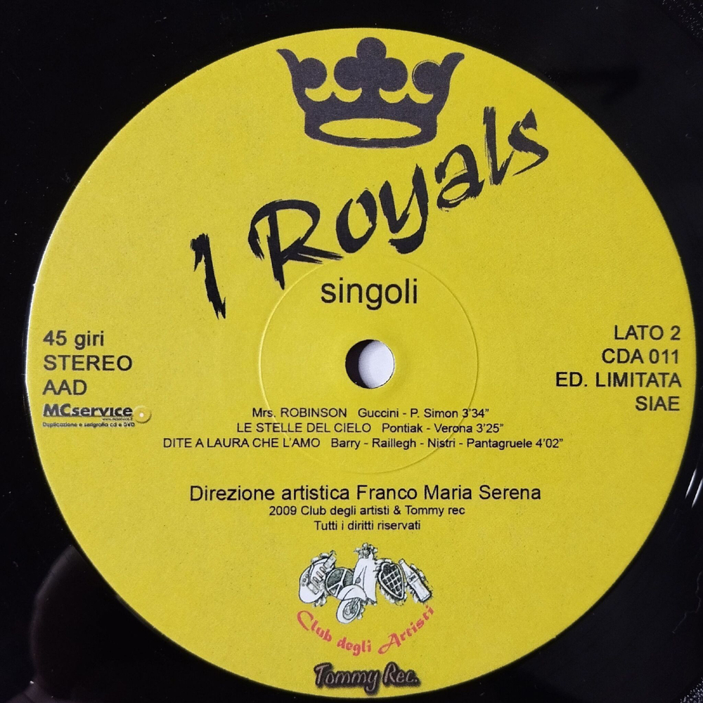 Винтажная виниловая пластинка LP Royals Singoli (Italy 2009)