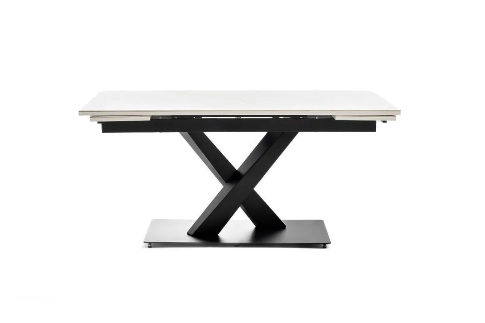 "Юпитер" стол интерьерный раздвижной обеденный из керамики, цвет белый глянцевый