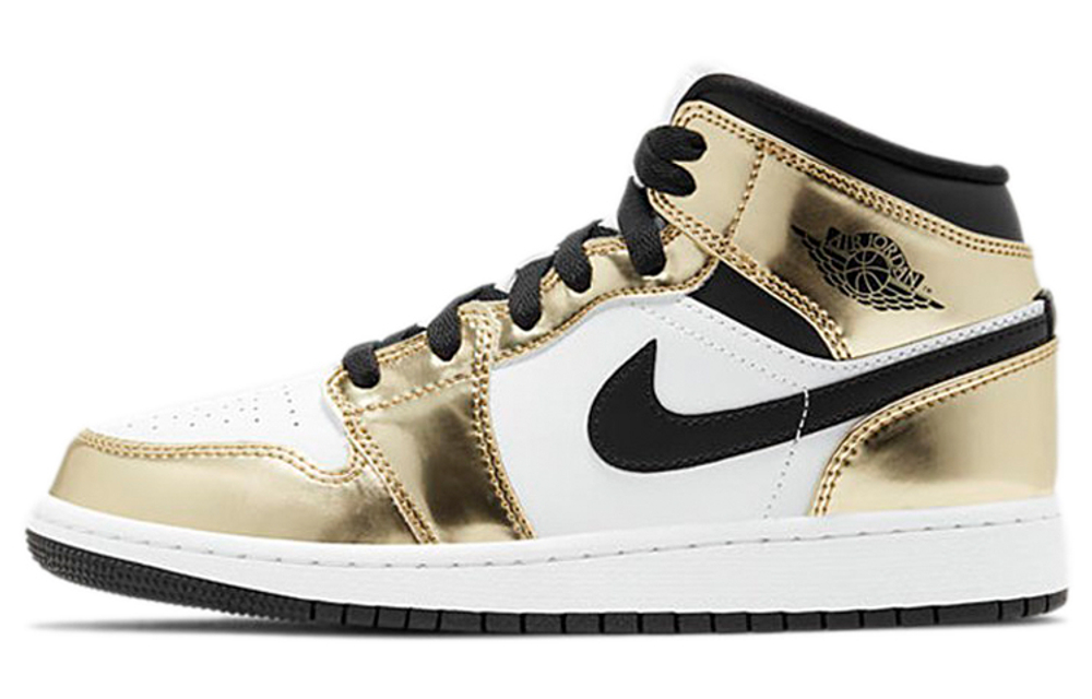 Jordan 1 Mid Metallic Gold Black White GS