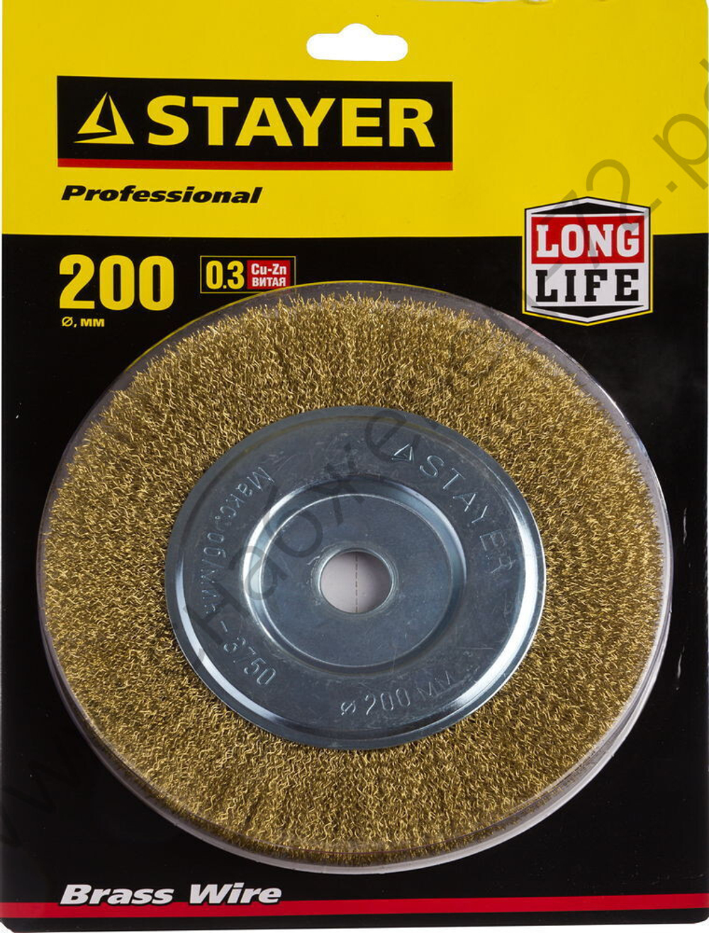 STAYER 200 мм, витая латунированная стальная проволока, 0.3 мм, Щетка дисковая, PROFESSIONAL (35122-200)