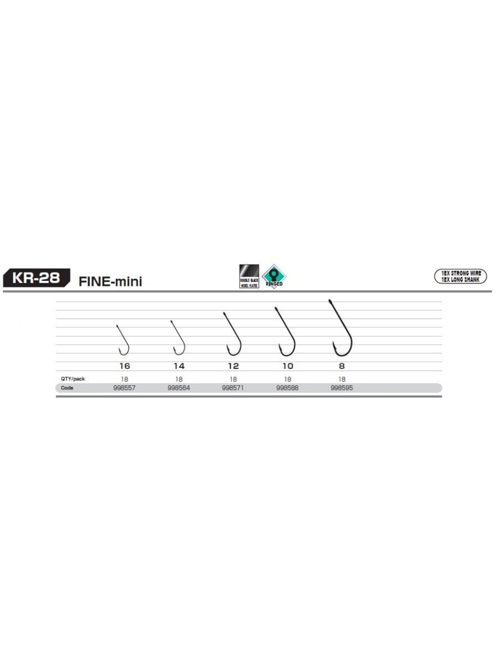 Крючок одинарный Decoy KR-28 #14 FINE MINI (в упаковке 18 штук)