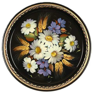 Жостовский поднос декоративный, размер 22 см (A5), металлический