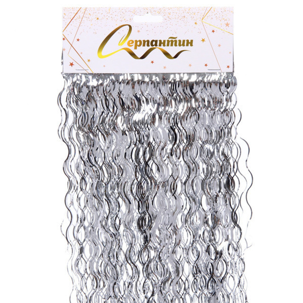 Дождик 50 см «Волны», Серебро