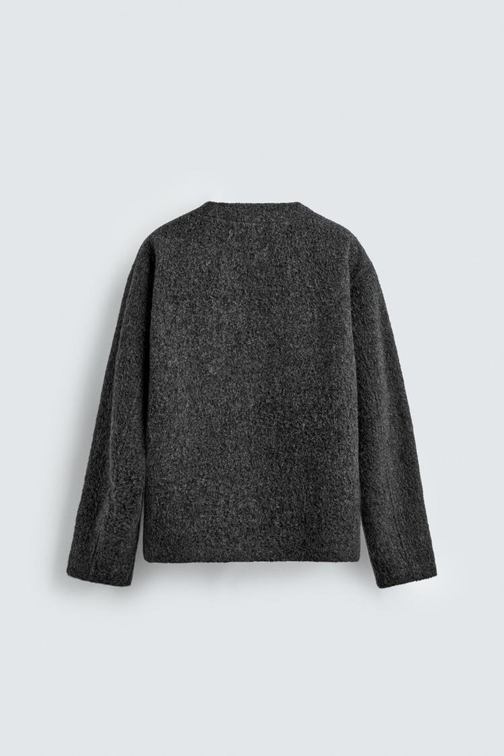 ZARA КАРДИГАН ИЗ РЕЛЬЕФНОЙ ТКАНИ С ШЕРСТЬЮ, АНТРАЦИТОВО-СЕРЫЙ