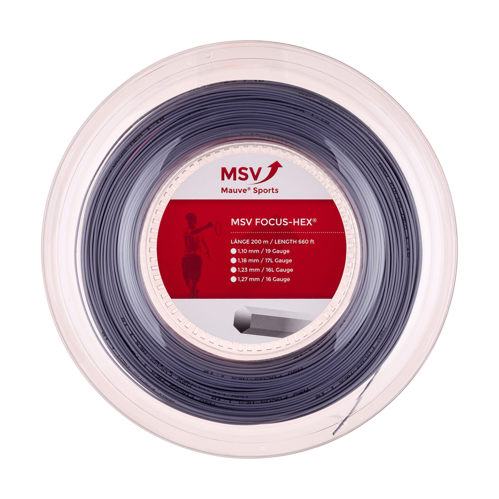 Теннисная струна MSV Focus HEX, 1.10, 200м (черный)