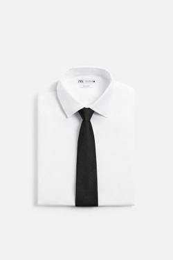 ZARA БАЗОВЫЙ ГАЛСТУК ИЗ 100% ШЕЛКА, ЧЕРНЫЙ