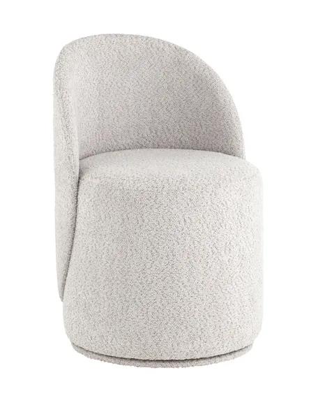 Крутящийся пуф со спинкой Loreen, светло-серое букле