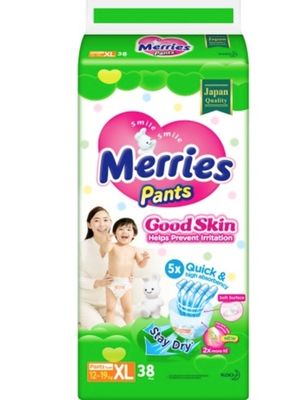 MERRIES Good Skin Трусики для детей размер XL 12-19 кг 38 шт