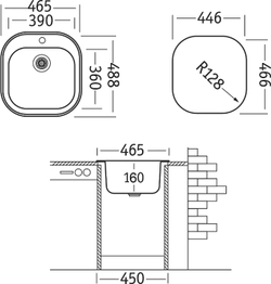 Мойка кухонная Domaci Равенна Lant DGA 465*488 (6) TG