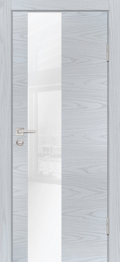 Дверь P-6 / Цвет Дуб скай серый / белоснежный лакобель / Двери PROFILO PORTE