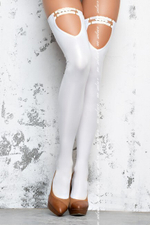 Белые блестящие чулки, SM (42-44) (Цвет: белый)