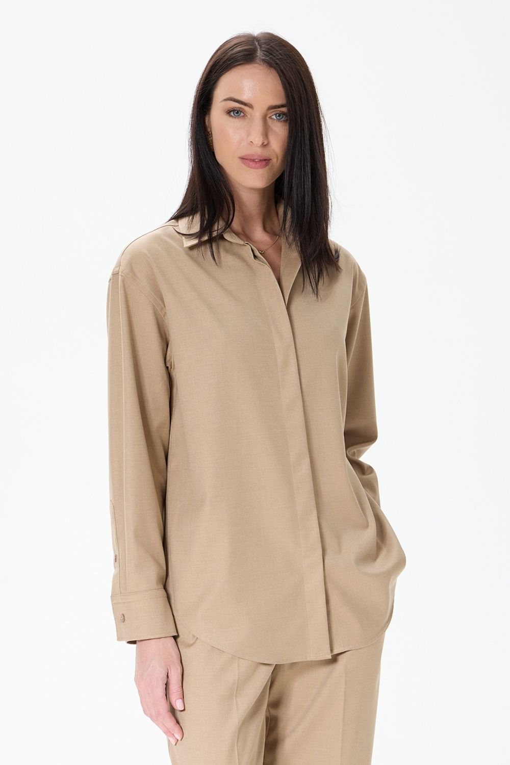 Рубашка Хельсинки бежевая смесовая шерсть