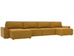 Диван П-образный Лига-048 НПБ лонг, BRUT 10 желтый, Велюр, 128344