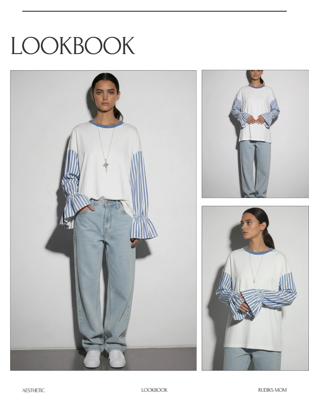 Лонгслив оверсайз GAMES женский Полоска Синяя