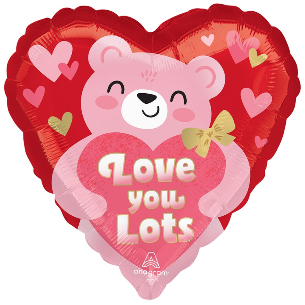 Шар Фольгированный LOVE YOU Мишка с сердцем розов (Ассорти)