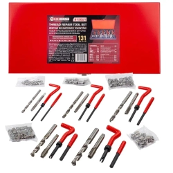 Набор приспособлений и футорок для восстановления резьбы: М5х0,8 М6х1,0 М8х1,25 М10х1,5 М12х1,75 (131пр.)в кейсе. FORCEKRAFT FK-9130U1