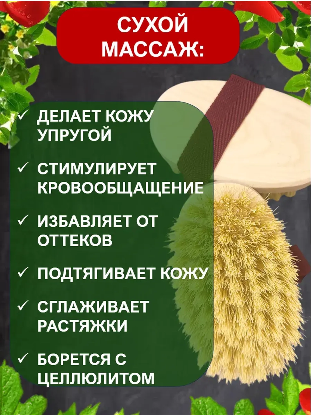 Антицеллюлитная щетка для сухого массажа тела