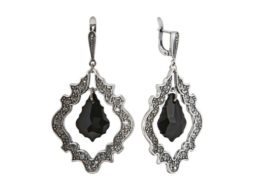 "Арюндель" серьги в серебряном покрытии из коллекции "Пале-Рояль" от Jenavi с английским замком