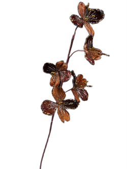 Веточка с листьями кизила 79см ChristmasDeLuxe коричневая