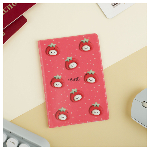 Обложка для паспорта "Strawberry", ПВХ, 2 кармана, MESHU