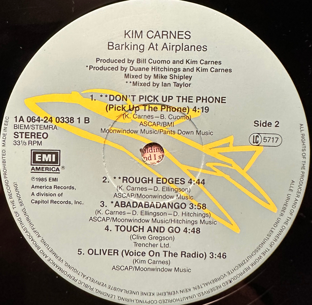 Kim Carnes - Barking At Airplanes (Голландия 1985г.)