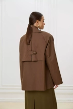 Тренч с увеличенными плечами, Коричневый