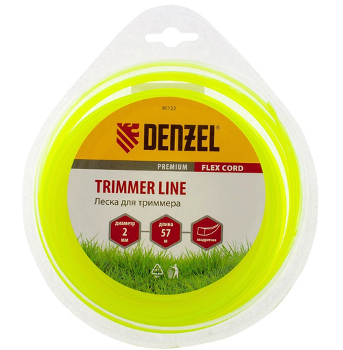 Леска для триммера Denzel 96122 Flex Cord квадрат 2 мм 57 м