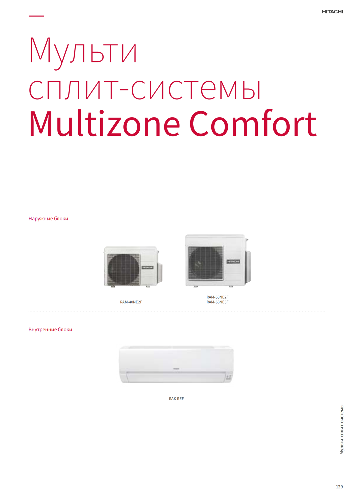 Наружные блоки мульти сплит-систем Multizone Comfort Hitachi