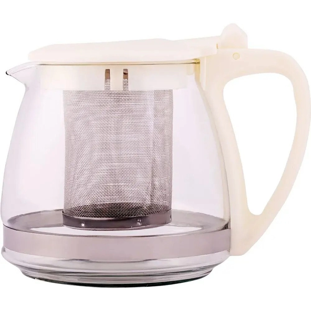 Чайник заварочный стекл 0,7л с фильтром беж TM Appetite