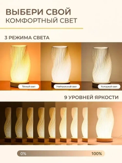 Светильник прикроватный на тумбочку Mime, лампа прикроватная в спальню