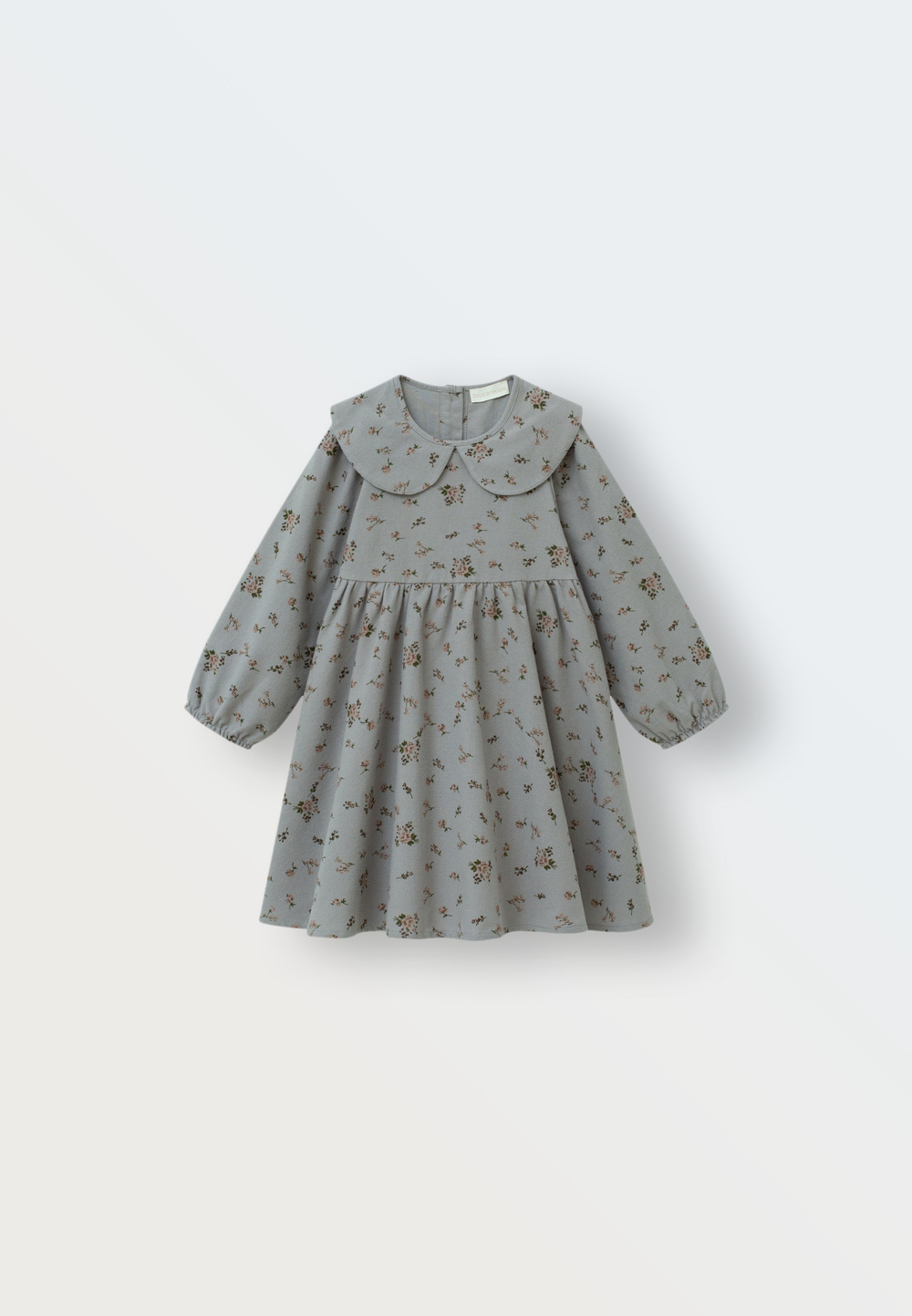 3120-328 Платье фланель (розовый букет на сером)