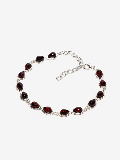 Браслет с натуральным янтарем в бижутерной оправе, янтарь 7 на 5 мм