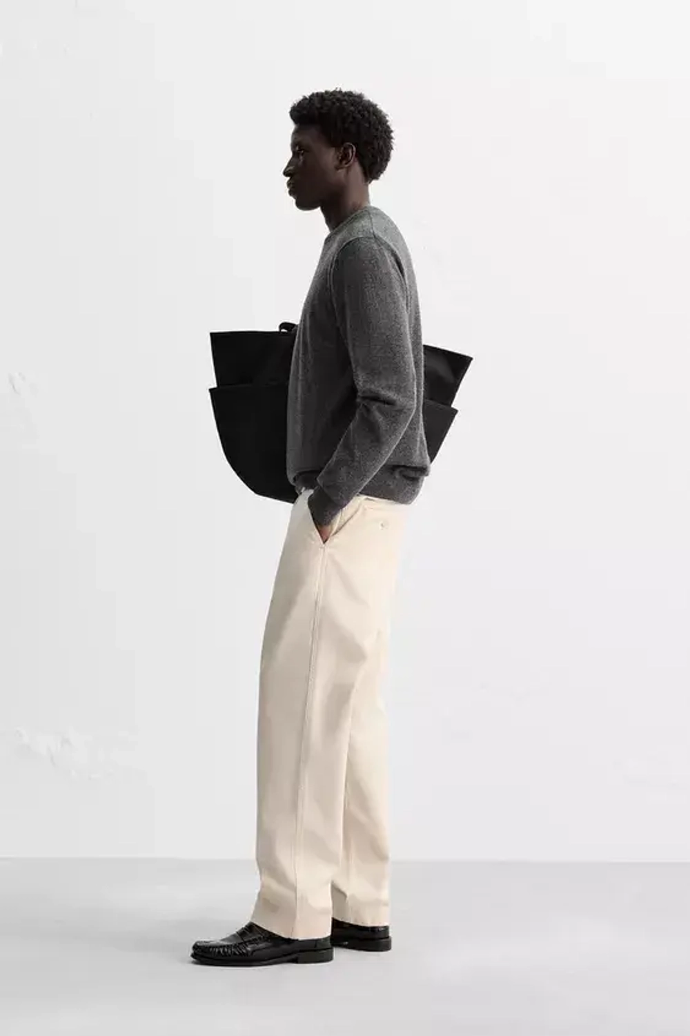 ZARA СВИТЕР ИЗ 100% КАШЕМИРА, СЕРЫЙ С МЕЛАНЖЕВЫМ ЭФФЕКТОМ