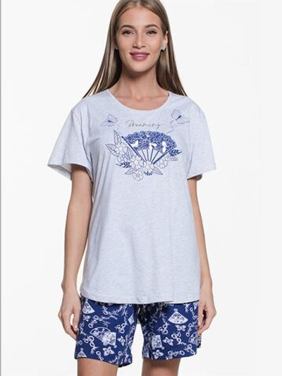 Женский комплект свободного кроя (Размер: XXL) (Цвет: серый с синим)