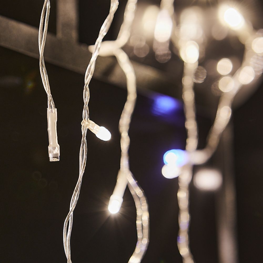 ULD-B25006-440-TTK WARMWHITE-WHITE IP44 Бахрома светодиодная с эффектом мерцания. 25м. Соединяемая. 440 светодиодов. Теплый белый и белый свет. Провод прозрачный. ТМ Uniel