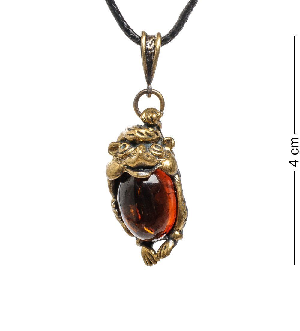 AM-1687 Подвеска «Ежонок» (латунь, янтарь)