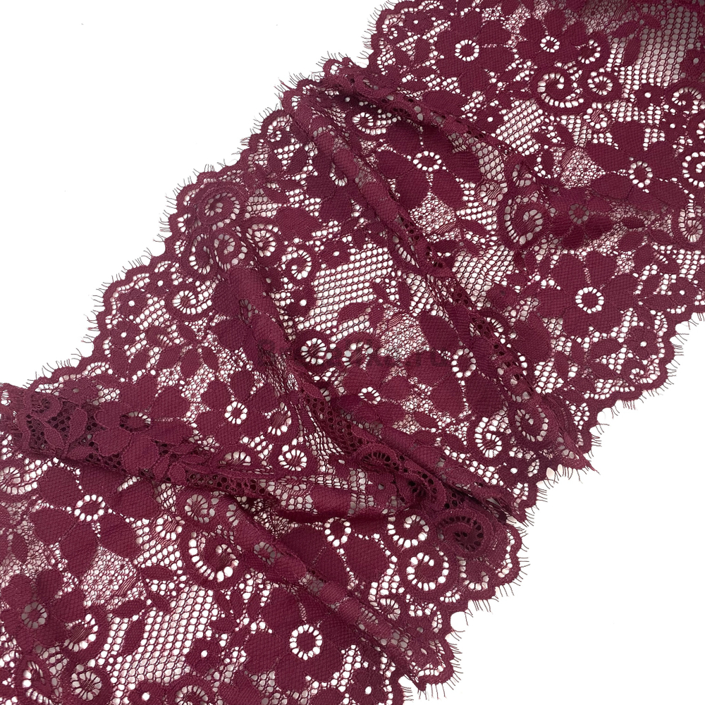 Кружево эластичное бургундини с ресничками 23,5 см