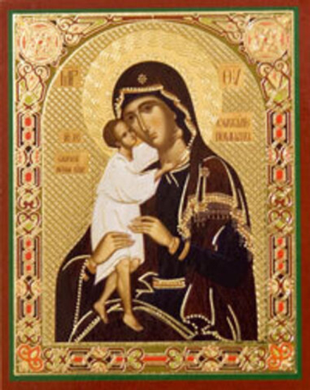 Икона на деревянной основе БМ Взыскание погибших 8х6 с тиснением золотой фольг, в упаковке (Е, С-Пб)