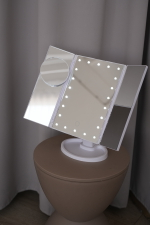 Косметическое зеркало с LED подсветкой, белый, 11*18*28 см, пластик/стекло