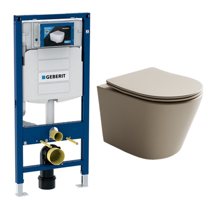 Комплект подвесной безободковый унитаз Ceramica Nova Balearica CN6000MC капучино матовый с сиденьем микролифт + инсталляция Geberit Duofix UP320 111.300.00.5