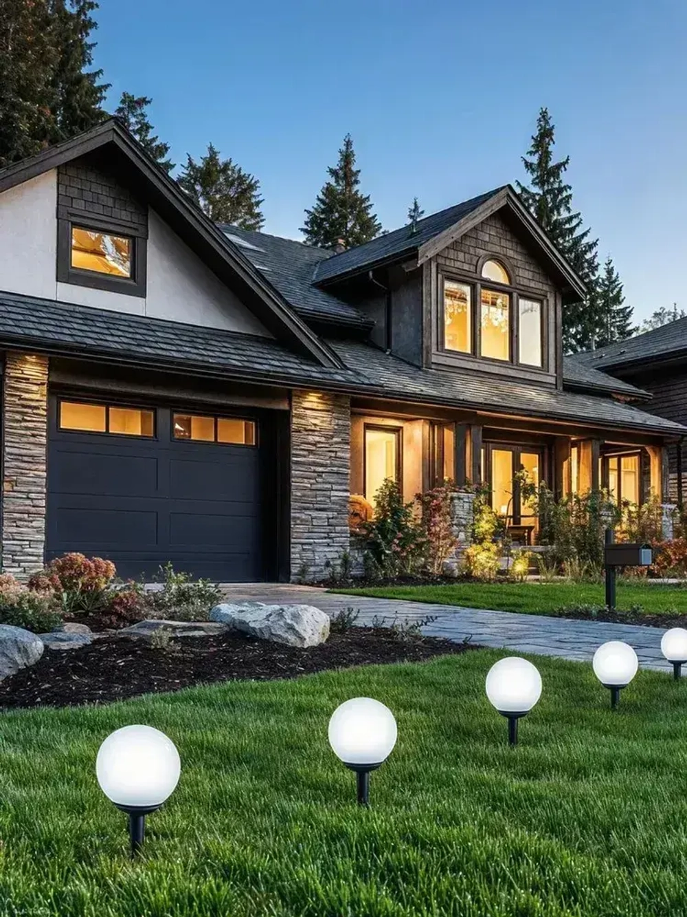 Светильник уличный на солнечной батарее садовый фонарик круглый шар 8 шт