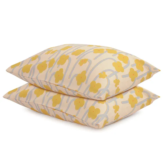 Набор из двух наволочек горчичного цвета с принтом "Полярный цветок", Scandinavian Touch, 50х70 см