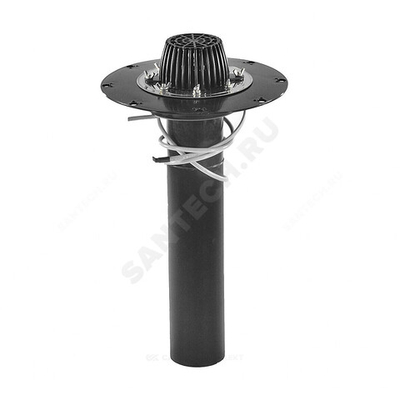 Воронка кровельная с вертикальным выпуском PP Дн 110 с листвоуловителем, прижимным фланцем из нержавеющей стали, электрообогревом Татполимер ТП-01.100/6-Э