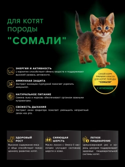 Корм для котят породы Сомали, с ягненком, 2 кг