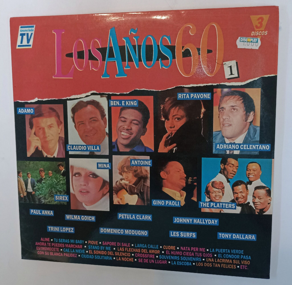 Винтажная виниловая пластинка LP Сборник Los Anos 60 Vol.1 3LP (Adamo, Anka, Platters, Carl Perkins) (Испания 1990)