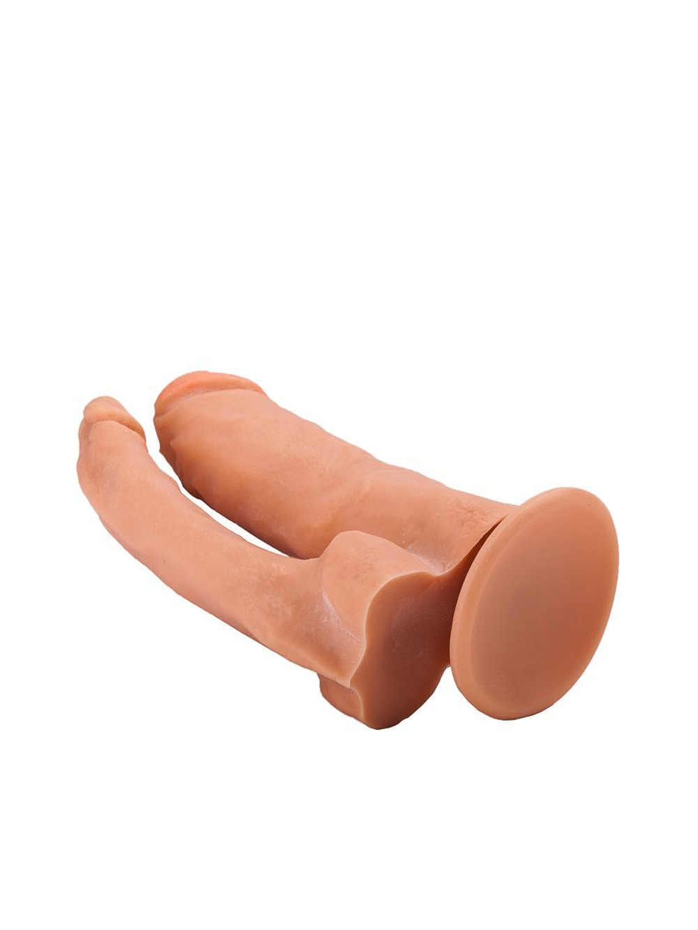 Двойной гелевый фаллоимитатор на присоске - 16,5 см. (Цвет: телесный)