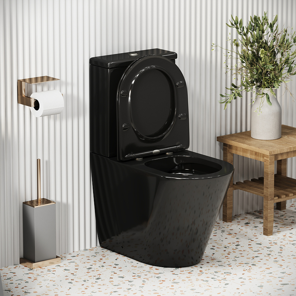 Унитаз компакт Grossman Color GR-4480BS Черный глянцевый с бачком и сиденьем Микролифт