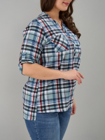 Блузка БЛ-131/клеткасерый-индигокрасный