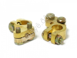 Клеммы АКБ  "+-" латунь усиленные УГОЛ (пара)  900 (29658)